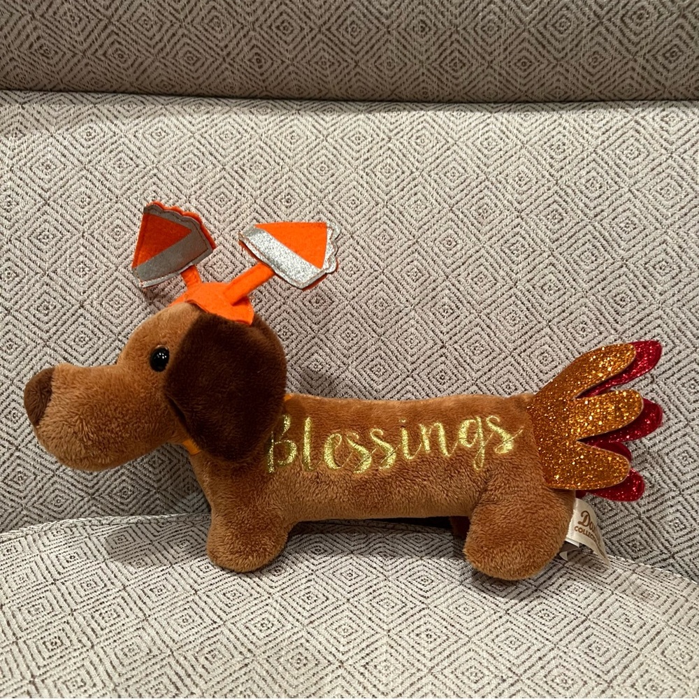 Dan Dee" Blessings Thanksgiving "10" Long Brown Dog Plush Weiner Stuff Animal
